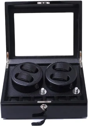 Automatic MDF Watch Winder Storages Box with 4 6 Watch Box 5 Rotation Modes Lock and Silent Motor Plug-in or 2 AAA Batteries Black