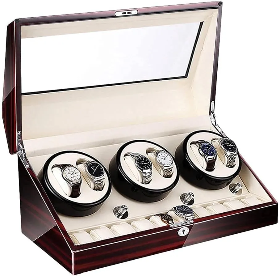Automatic Watch Winder 6 10 Super Quiet Motor with LED Backlight Watch Winder Box Piano Paint Exterior 4 Rotation Mode