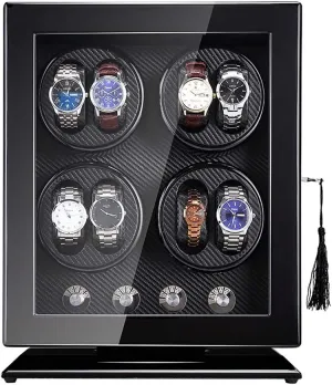 Automatic Watch Winder 8 Watch Winder Box 5 Rotation Mode Wood Shell Piano Paint Exterior Quiet Motor Watch Winder Display Storage Box (Fiber Black)