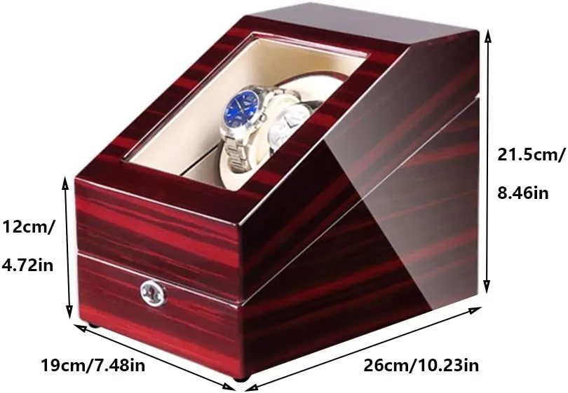 Automatic Watch Winder Box 2 3, with LED Light, Wood Shell Piano Paint Exterior, 4 Rotation Modes, Quite Motors Watch Winder Box Best Gift