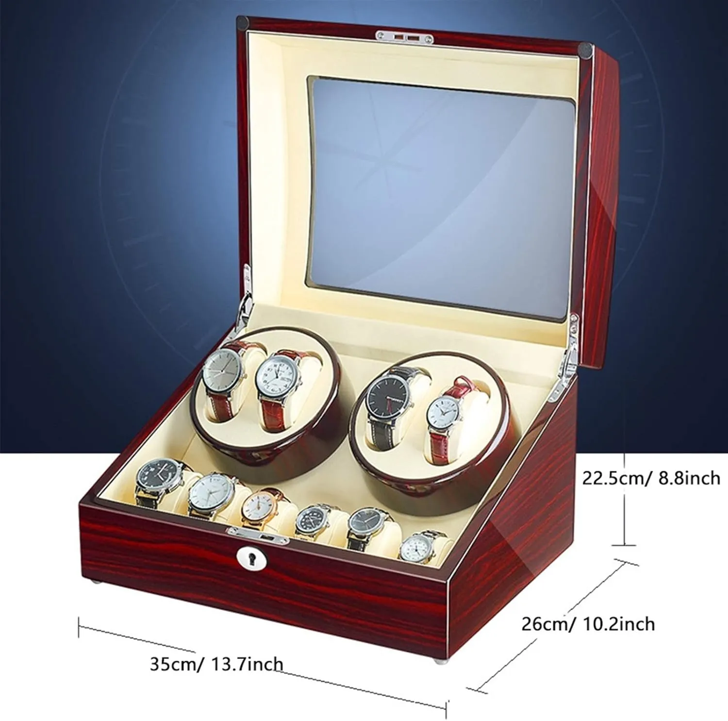 Automatic Watch Winder Box 4 6 Wood Shell Piano Paint Exterior Quiet Motor for Man Women Watches Flexible Watch Pillows Watch Winder Watch Box Case Watch Storage Display Gift