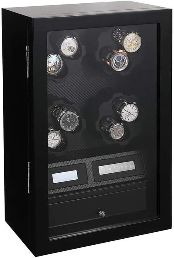 Automatic Watch Winder Box 8 5 Leather Storages Quiet Motor Touch LCD Digital Display LED Illumination with Drawer 5 Rotation Modes