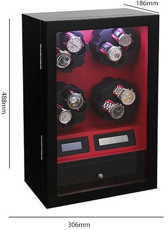 Automatic Watch Winder Box 8 5 Leather Storages Quiet Motor Touch LCD Digital Display LED Illumination with Drawer 5 Rotation Modes