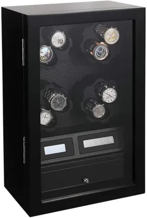 Automatic Watch Winder Box 8 5 Leather Storages Quiet Motor Touch LCD Digital Display LED Illumination with Drawer 5 Rotation Modes