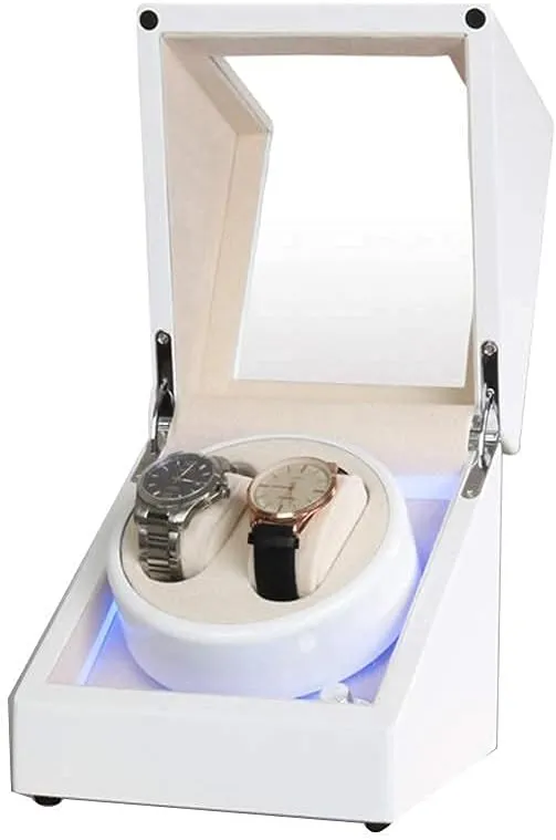 Automatic Watch Winder Box Double Watch Winder Box, with Led Light, Wood Shell Piano Paint Exterior, Extremely Silent Motor, Fit Lady and Man Watches Watch Winder,