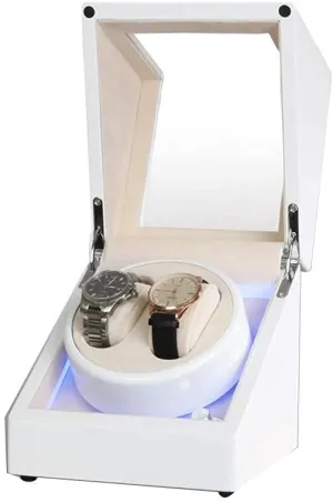 Automatic Watch Winder Box Double Watch Winder Box, with Led Light, Wood Shell Piano Paint Exterior, Extremely Silent Motor, Fit Lady and Man Watches Watch Winder,
