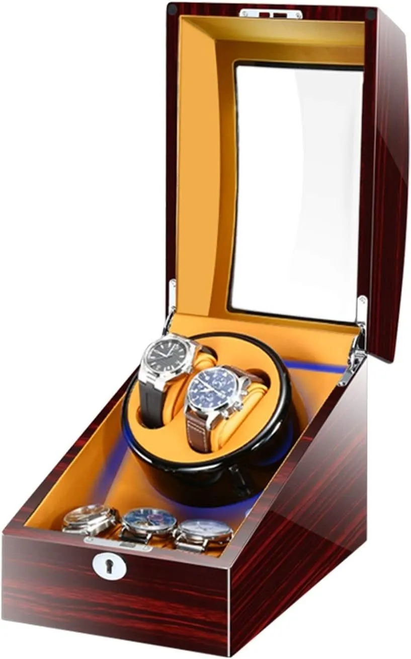 Automatic Watch Winder Box for 2 Watches   3 Storages with LED Light, Piano Paint Exterior Quiet Motors Fit Women Men Watches Watch Winder for Automatic Watches