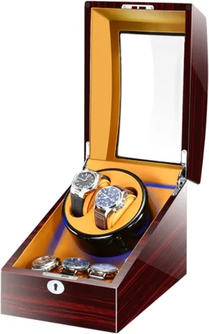 Automatic Watch Winder Box for 2 Watches   3 Storages with LED Light, Piano Paint Exterior Quiet Motors Fit Women Men Watches Watch Winder for Automatic Watches