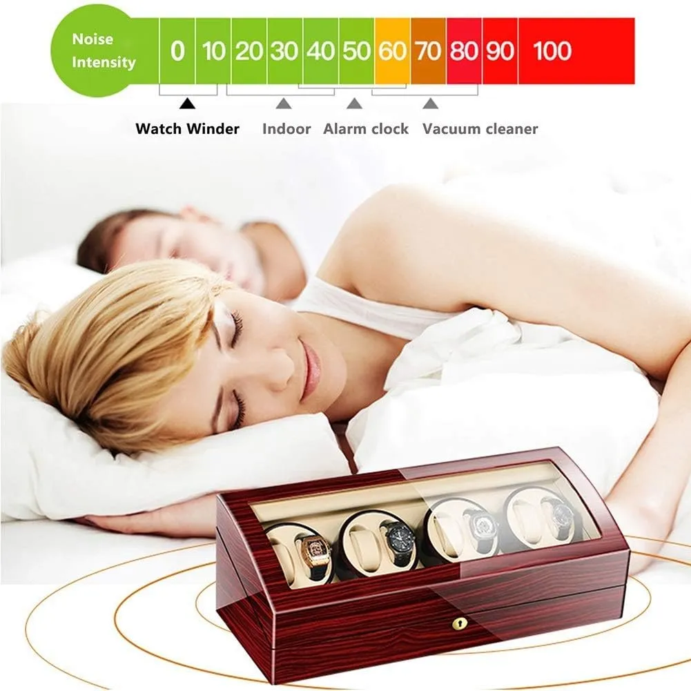 Automatic Watch Winder Box for 8 Watches   9 Storage Wood Shell Piano Paint Exterior for Man Women Watches Large Capacity,B