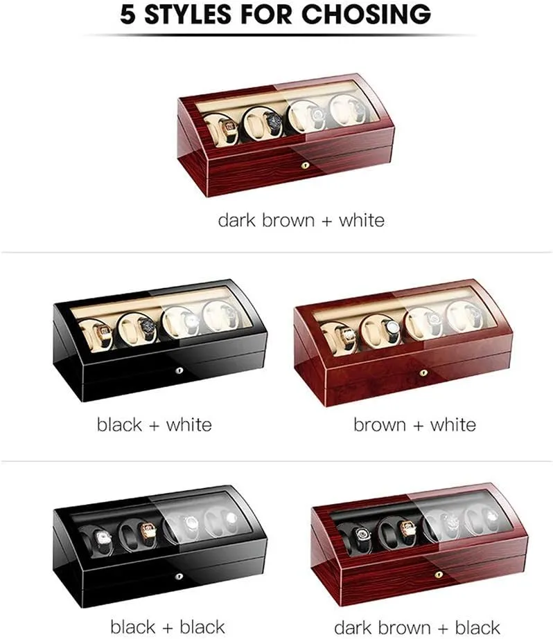 Automatic Watch Winder Box for 8 Watches   9 Storage Wood Shell Piano Paint Exterior for Man Women Watches Large Capacity,B