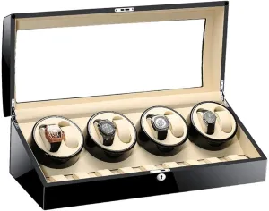 Automatic Watch Winder Box for 8 Watches   9 Storage Wood Shell Piano Paint Exterior for Man Women Watches Large Capacity,B