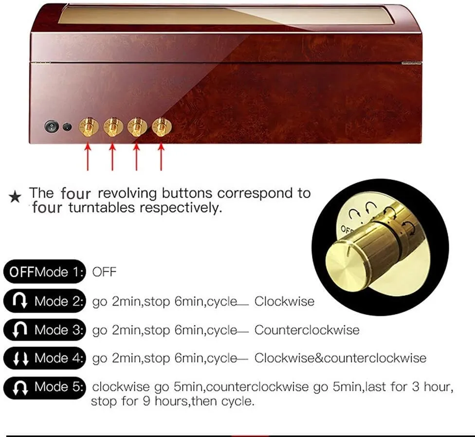 Automatic Watch Winder Box for 8 Watches   9 Storage Wood Shell Piano Paint Exterior for Man Women Watches Large Capacity,B