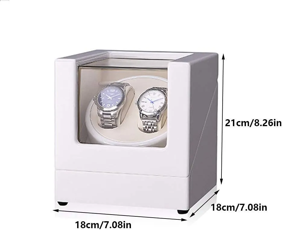 Automatic Watch Winder Box Watch Automatic Double Watch Winder Box, with Blue LED Light, Green or White Paint Craft, Silent Motor, Fit Lady and Man Watches，C