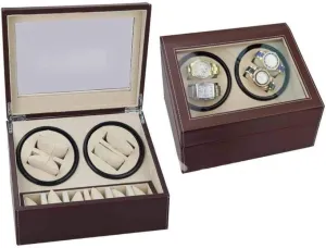 Automatic Watch Winder Box Watch Box Double-Head Black Pu Electric Motor Box Automatic Winding Watch Box Shaker Mechanical Watch Shaker Fashion