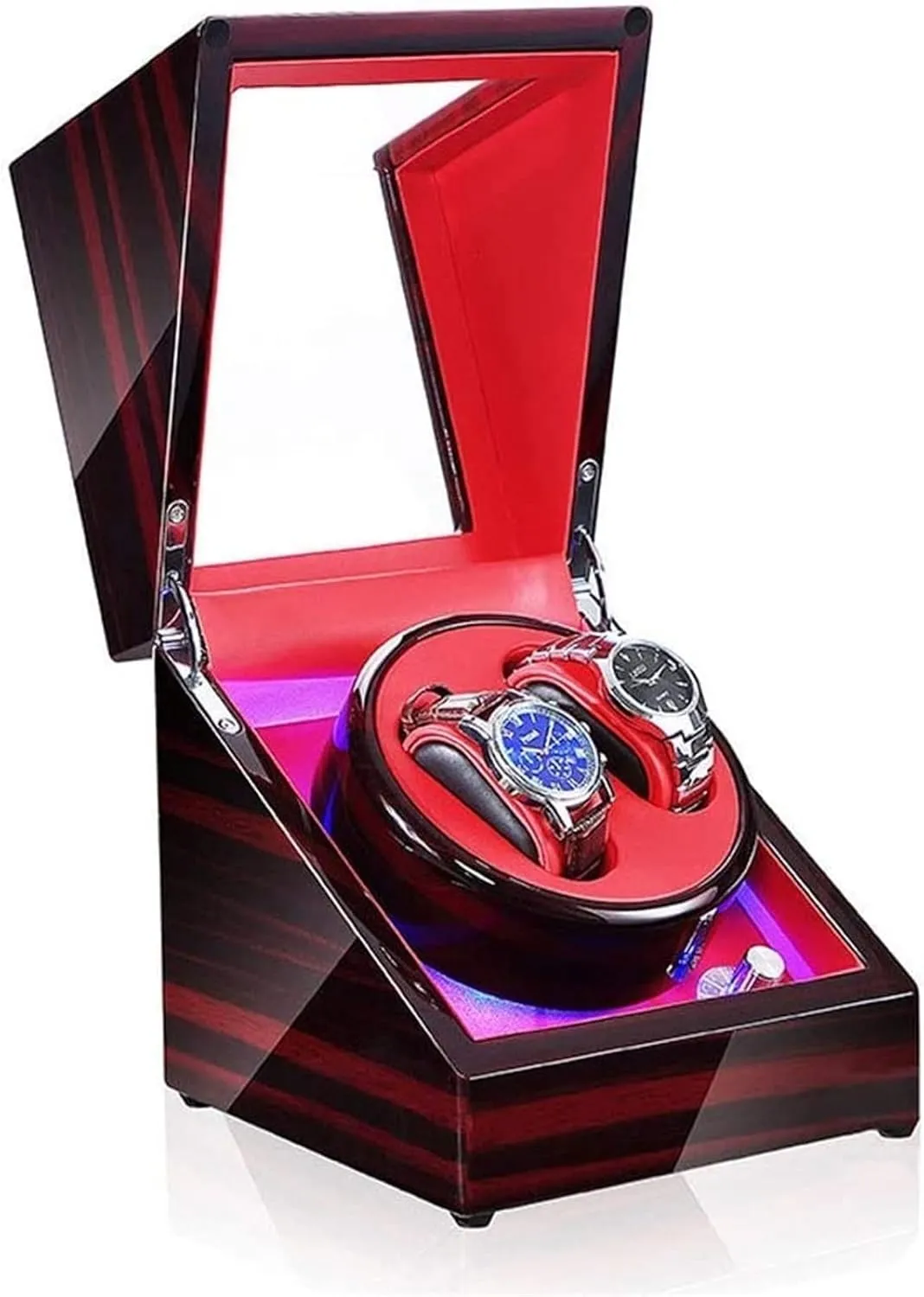 Automatic Watch Winder, with Led Light 5 Rotation Modes Quiet Motor Watches Storage Boxes 9 Styles Accessories
