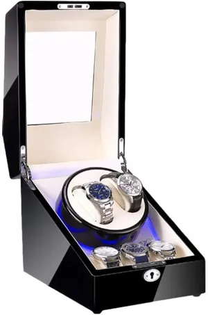 Automatic Watch Winder,Automatic Watch Winder 2   3 Watch Winder Box Piano Paint Finish with Blue Led Light Soft Watch Pillows Quiet Motor Beautiful Home,A
