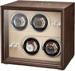 Automatic Watch Winders for 1 2 4 Watches with Built-in LED Light Illumination Durable Quiet Motor Fit Lady and Man Watches (4 0 J A)