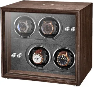 Automatic Watch Winders for 1 2 4 Watches with Built-in LED Light Illumination Durable Quiet Motor Fit Lady and Man Watches (4 0 K A)