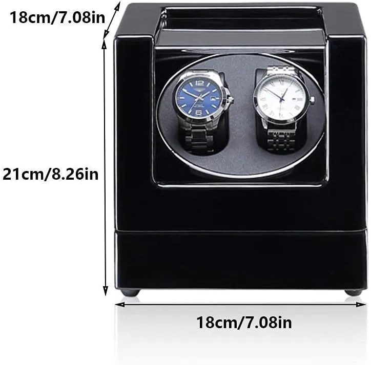 Automatic Watch Winder,Watch Black Watch Winder Box for Double Automatic Watches, Automatic Winder Case, with Blue Led Light, Super Quiet Motor,D