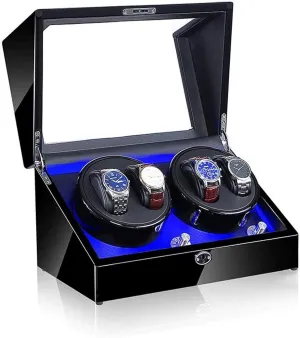 Automatic Winder, with Quiet Motor LED 5 Rotation Modes 4 Watches for Men and Women Storage Display Case Box Watch Winder Display Watch Box Watch Storage