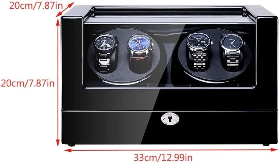 Automatic Winder, with Quiet Motor LED 5 Rotation Modes 4 Watches for Men and Women Storage Display Case Box Watch Winder Display Watch Box Watch Storage