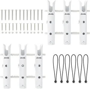 Aventik Tube Fishing Rod Holder Bracket Wall Mounted Boat Side Mount Tool Holder Tube Links with Screws 1/2/3/4/6 Pole Tube Fishing Rod Holders