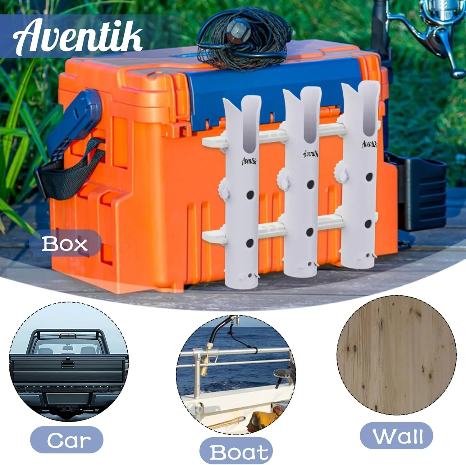 Aventik Tube Fishing Rod Holder Bracket Wall Mounted Boat Side Mount Tool Holder Tube Links with Screws 1/2/3/4/6 Pole Tube Fishing Rod Holders