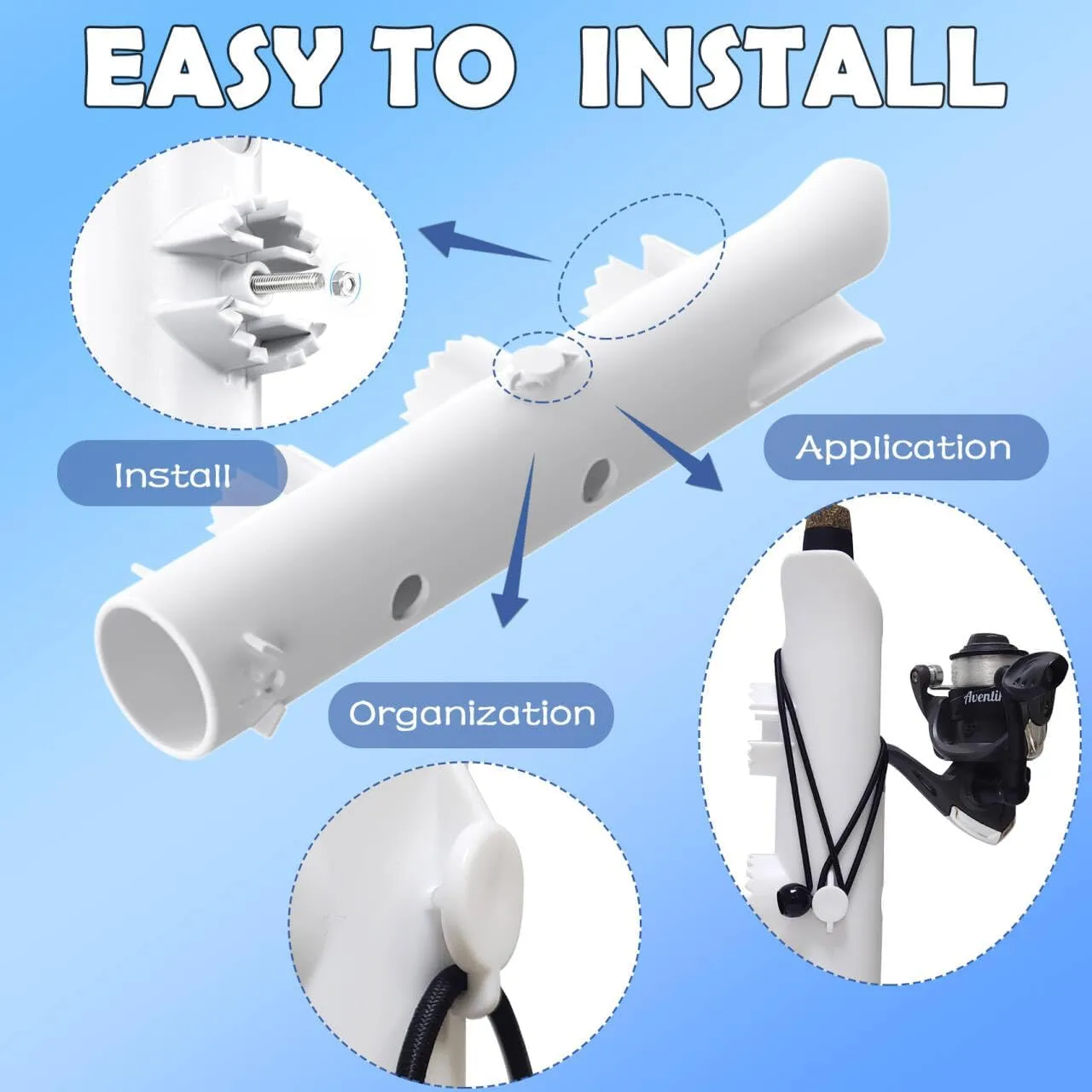 Aventik Tube Fishing Rod Holder Bracket Wall Mounted Boat Side Mount Tool Holder Tube Links with Screws 1/2/3/4/6 Pole Tube Fishing Rod Holders