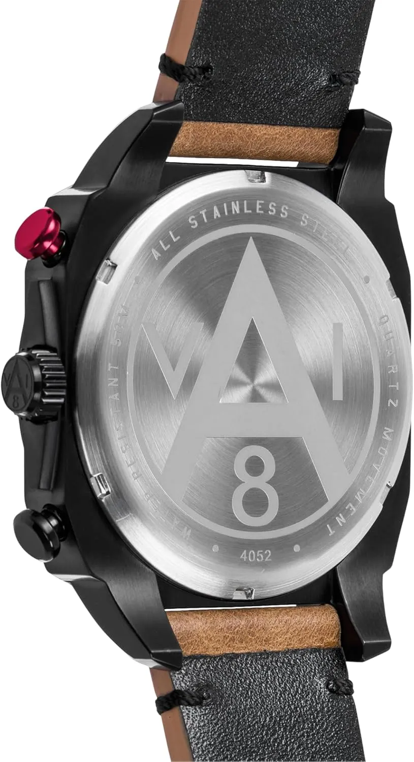 AVI-8 Mens 45mm Hawker Hunter Retrograde Chronograph Japanese Quartz Pilot Watch with Leather, Rubber or Stainless Steel Strap AV-4052