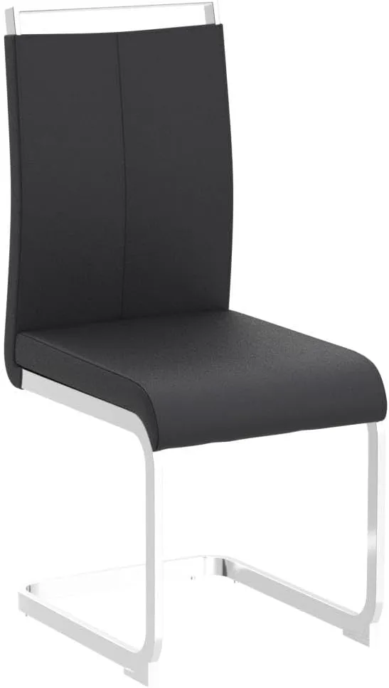 AZmac Modern Leather Dining Chairs Set of 4,Armless Kitchen Chairs,Dining Room Chairs with Upholstered Padded Seat and Sturdy Chrome Legs for Dining Room,Kitchen (Set of 4, Black PU Leather)