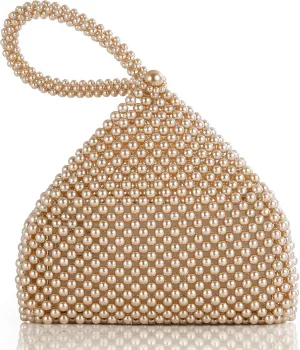 BABEYOND Pearl Clutch Purse Evening Bags for Women Elegant Triangle Purse for Wedding Bride Party Prom