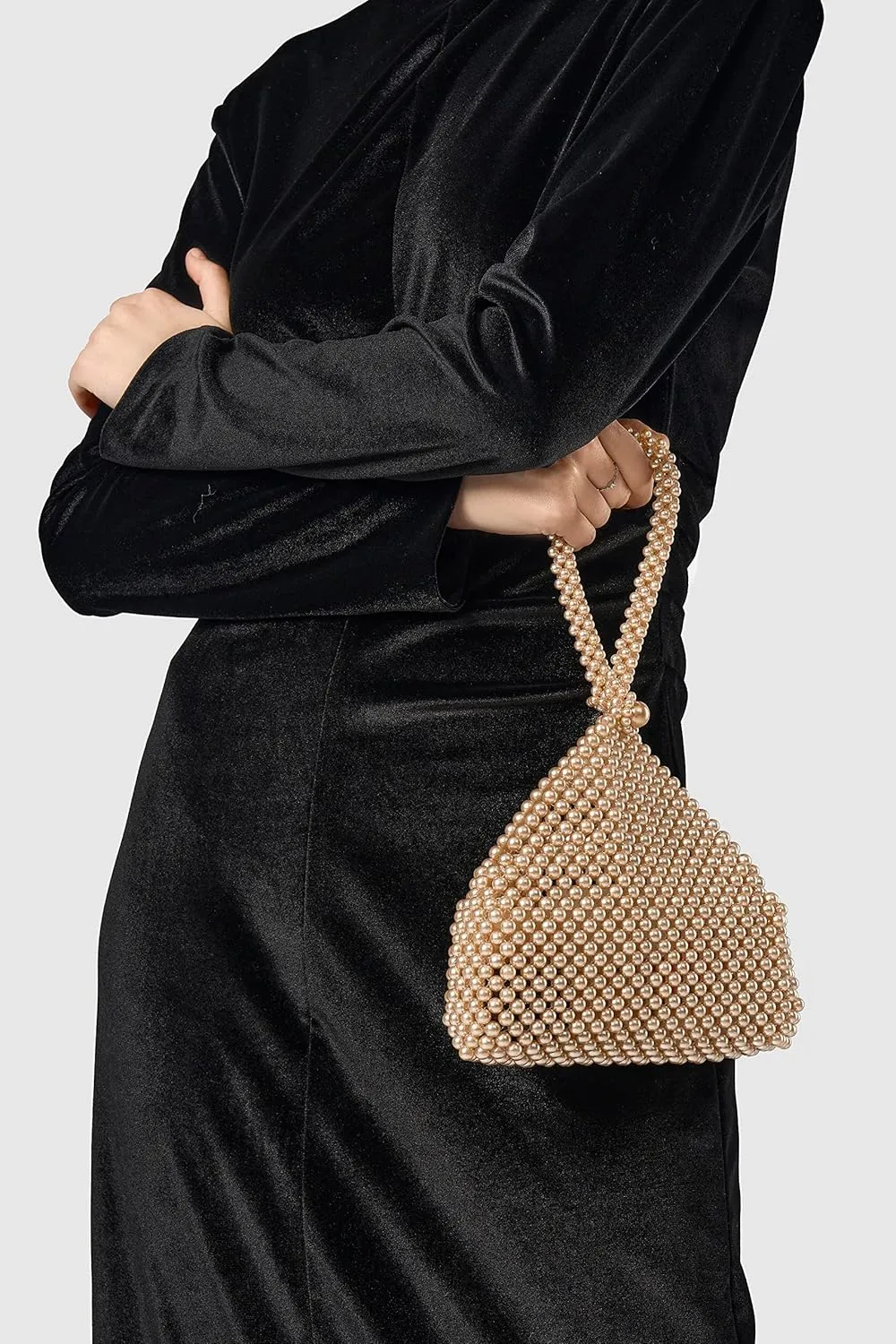 BABEYOND Pearl Clutch Purse Evening Bags for Women Elegant Triangle Purse for Wedding Bride Party Prom