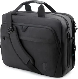 BAGSMART 18 Inch Laptop Bag, Expandable Briefcase, Computer Bag Men Women, Laptop Shoulder Bag, Work Bag Business Travel Office - Black