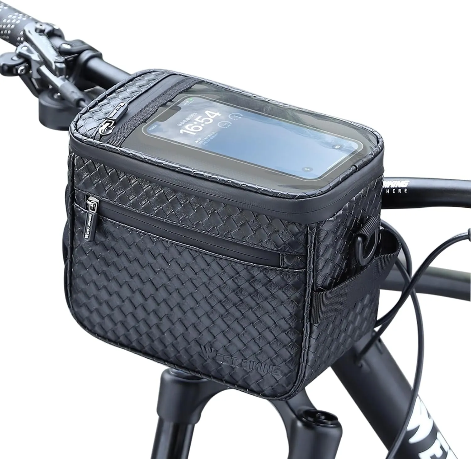 BAIGIO Bike Handlebar Bag with Touchscreen - Waterproof Bicycle Front Basket Cycling Accessory Storage Pack Small Shoulder Bag Insulated Lunch Bag with Removable Shoulder Strap