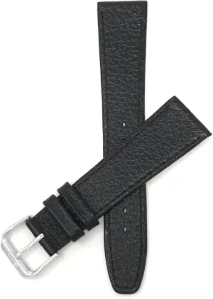 Bandini 22mm Italian Leather Watch Band Strap - Black - Buffalo Pattern - Slim