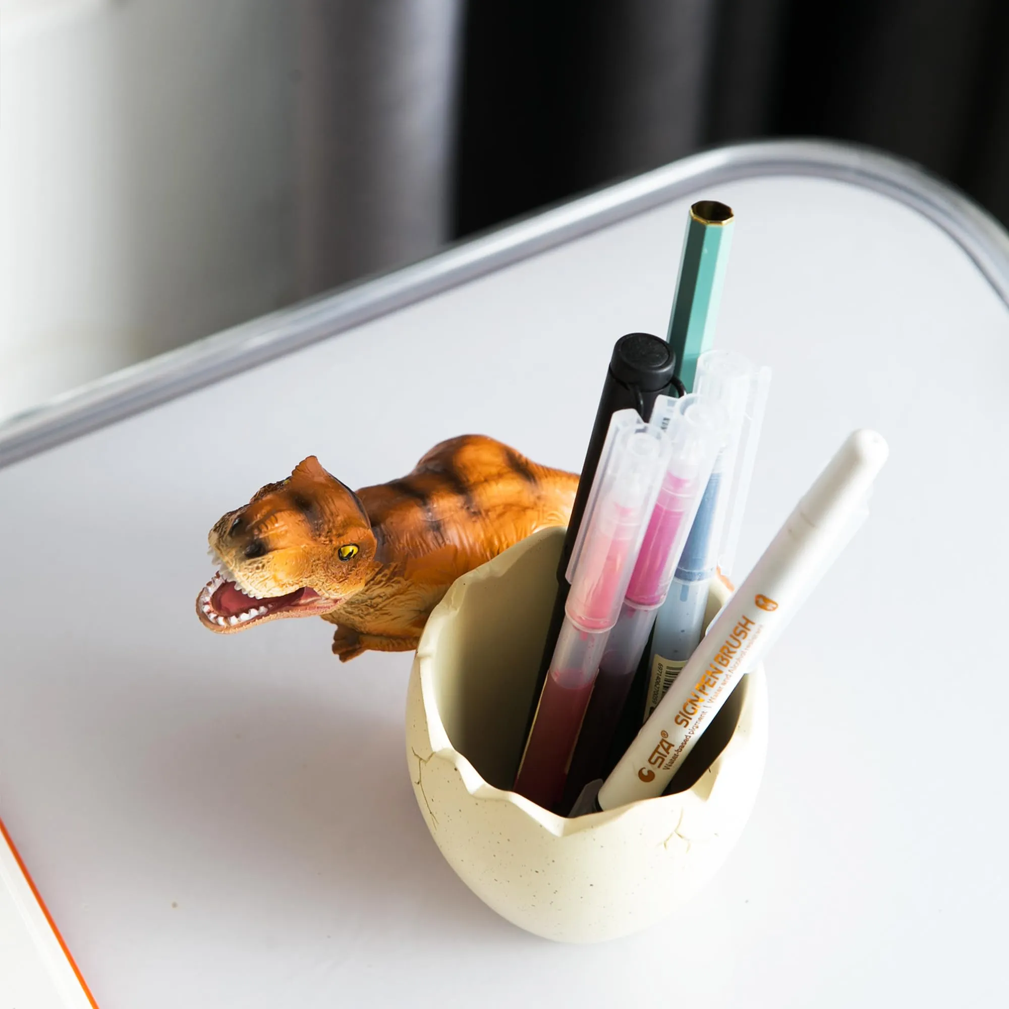 Banllis Dinosaur Pen Holder & Pencil Holder for Desk, Trex Desk Accessories Jurassic Park Office School Supplies, Dino Toothbrush Holder, Idea Gifts for Adults Kids Women Men