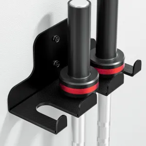 Barbell Wall Holder,Single Barbell wall Mount Hanger,Garage Gym Bar Wall Rack,Vertical Olympic Hanger wall Mount Rack,Space Saving Gym Accessory,Holds Under 33mm Bar Size(Black)