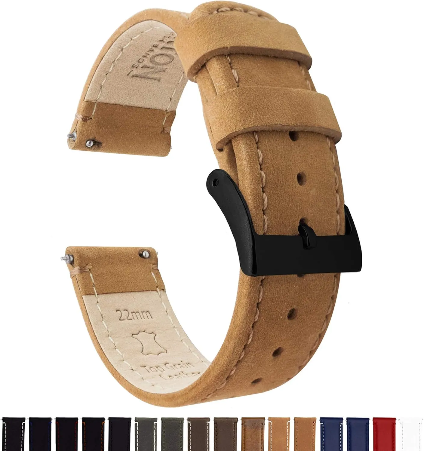 BARTON WATCH BANDS - Top Grain Leather Watch Bands Compatible with Apple Watch Models - 1, 2, 3, 4, 5, 6, 7, 8, 9, 10, SE, Ultra & Ultra 2