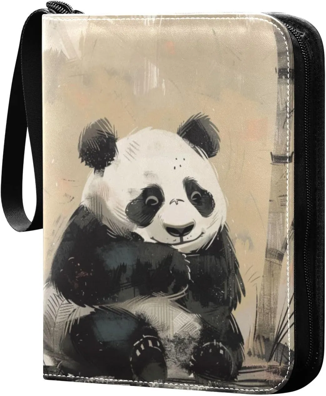 baseball card album card binder with double sided removable sleeves collectors for 400 cards Panda Black Ink Painting Cute