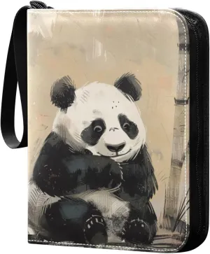 baseball card album card binder with double sided removable sleeves collectors for 400 cards Panda Black Ink Painting Cute