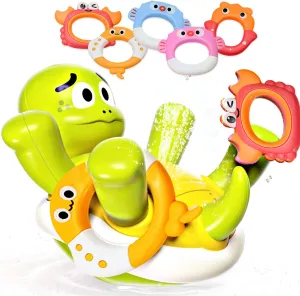 Bath Toys for Toddlers Age 1 2 3 Year Old Girl Boy, Baby Bathtub Water Toys, Durable Interactive Multicolored Infant Toy, Cute Squirting Turtle