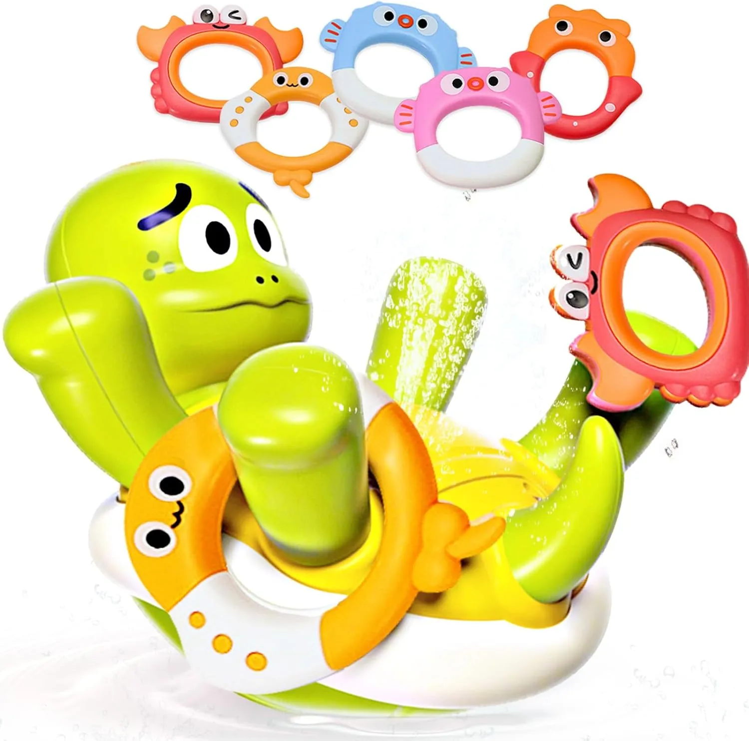 Bath Toys for Toddlers Age 1 2 3 Year Old Girl Boy, Baby Bathtub Water Toys, Durable Interactive Multicolored Infant Toy, Cute Squirting Turtle