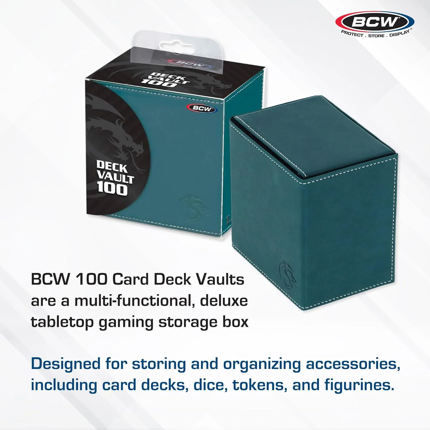 BCW Deck Vault LX 100 - Teal | Card Deck Case with 100 Sleeved Gaming Cards Capacity | For Magic: The Gathering, Pokemon, Commander Decks
