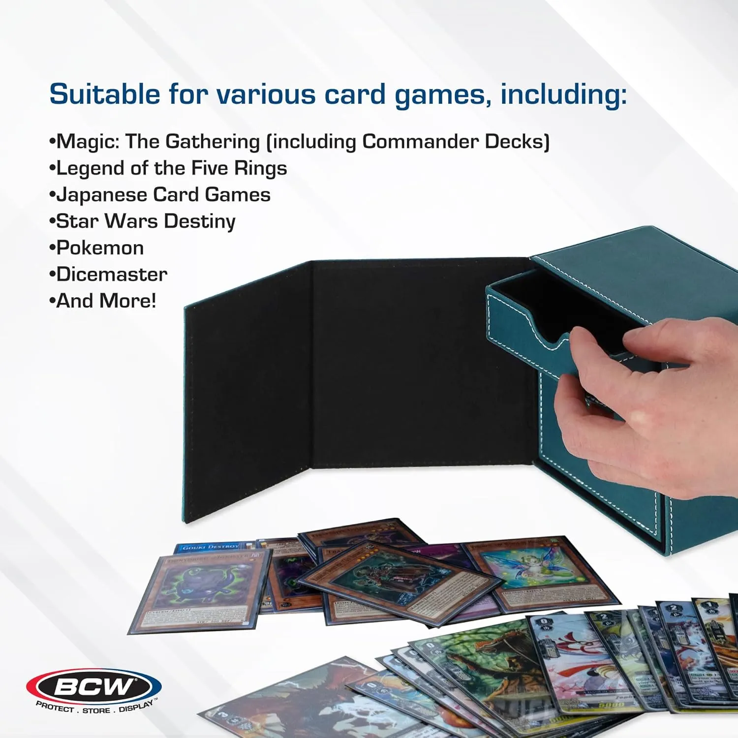 BCW Deck Vault LX 100 - Teal | Card Deck Case with 100 Sleeved Gaming Cards Capacity | For Magic: The Gathering, Pokemon, Commander Decks