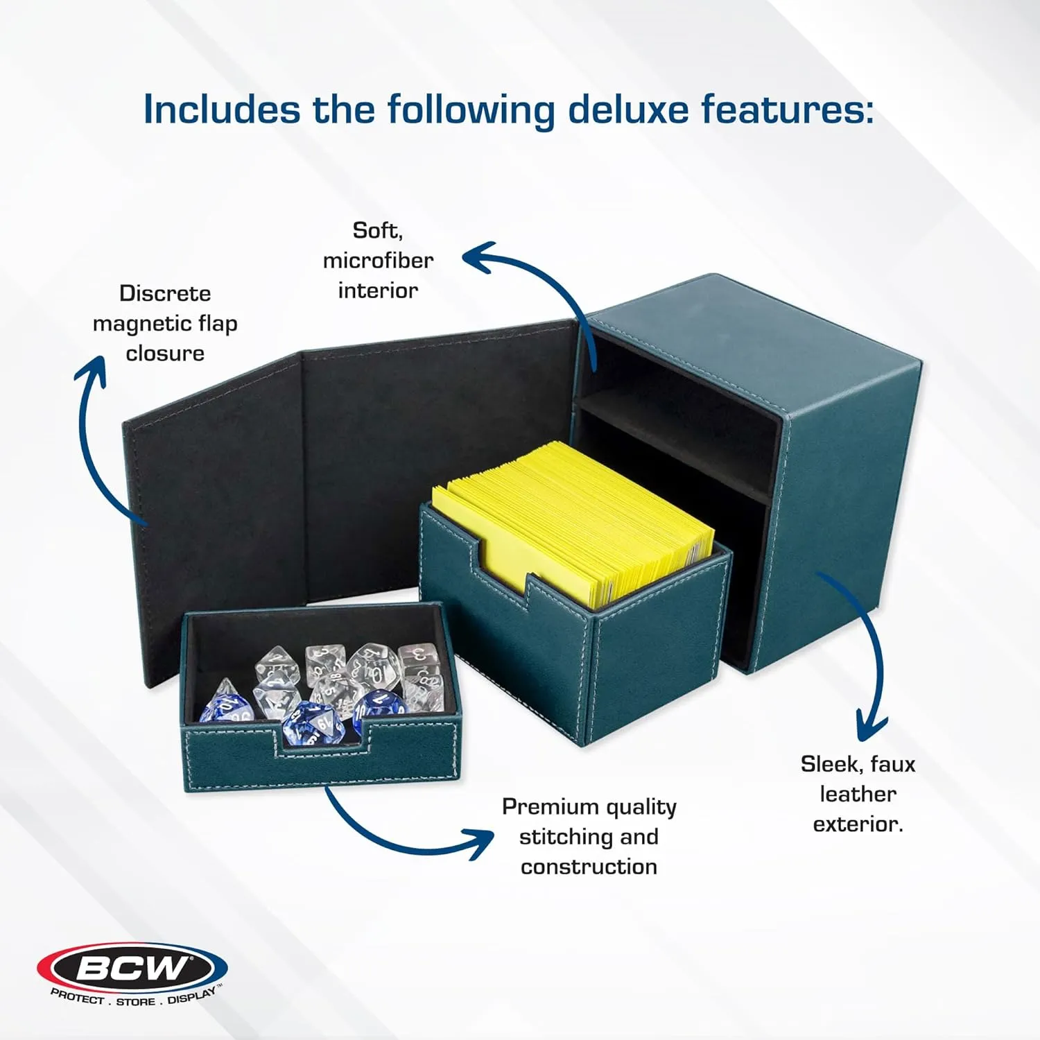 BCW Deck Vault LX 100 - Teal | Card Deck Case with 100 Sleeved Gaming Cards Capacity | For Magic: The Gathering, Pokemon, Commander Decks