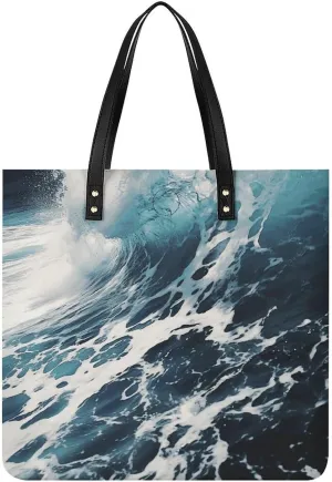 Beach Foam Wave Large Leather Handbags Women Fashion Handbag Multifunctional Travel Bag It Is A Great Gift for Mothers, Teachers, Friends, Bridesmaids