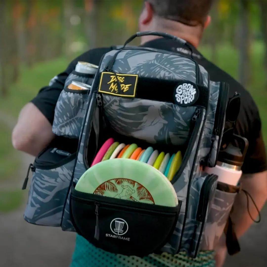 Beast Disc Golf Bag With Cooler | 25  Disc Frisbee Golf Backpack | 3-Can Insulated Cooler | Light Durable Gray Men Women Disc Golf Bag | Huge Storage & 12oz Can Holders