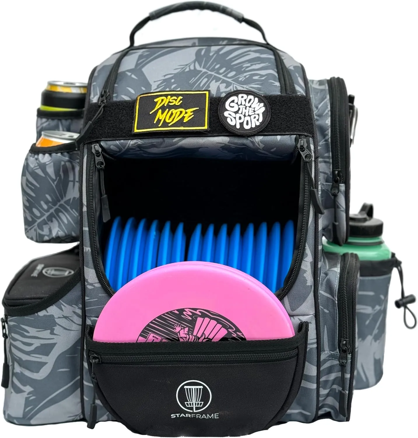 Beast Disc Golf Bag With Cooler | 25  Disc Frisbee Golf Backpack | 3-Can Insulated Cooler | Light Durable Gray Men Women Disc Golf Bag | Huge Storage & 12oz Can Holders