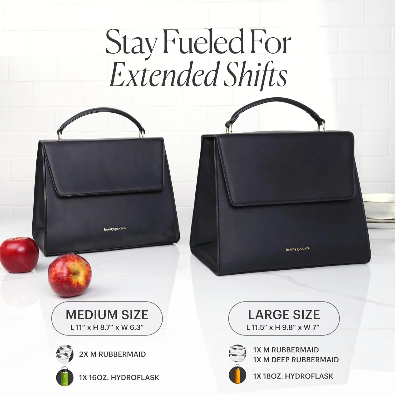 Beauty Goodies Insulated Lunch Bag for Women, Aesthetic Lunch Boxes and Classy Tote Bag Purse with Strap, Professional Ladies Lunch Bags, Chic Lunch Box for Women, the Office and Workplace