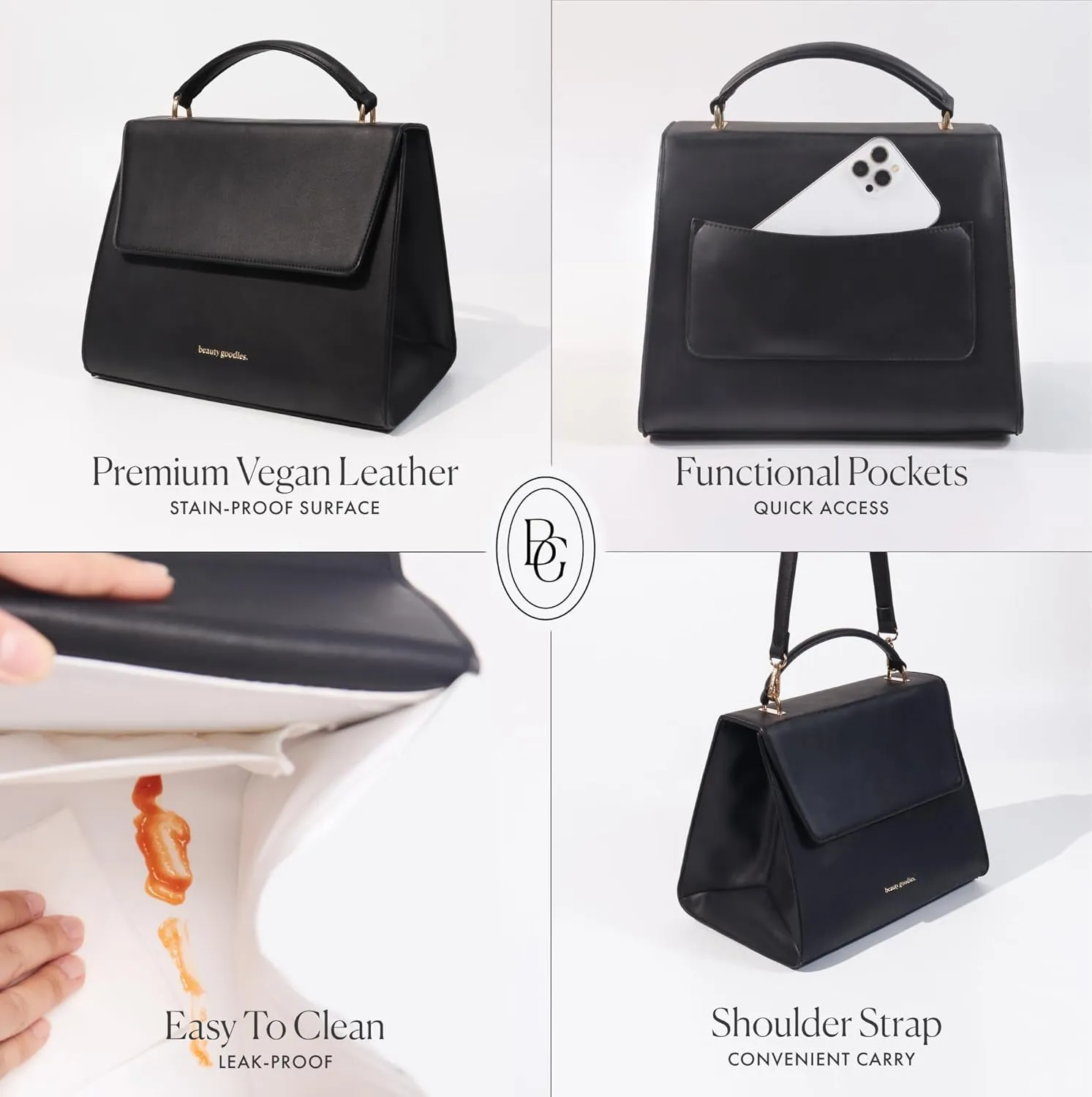 Beauty Goodies Insulated Lunch Bag for Women, Aesthetic Lunch Boxes and Classy Tote Bag Purse with Strap, Professional Ladies Lunch Bags, Chic Lunch Box for Women, the Office and Workplace